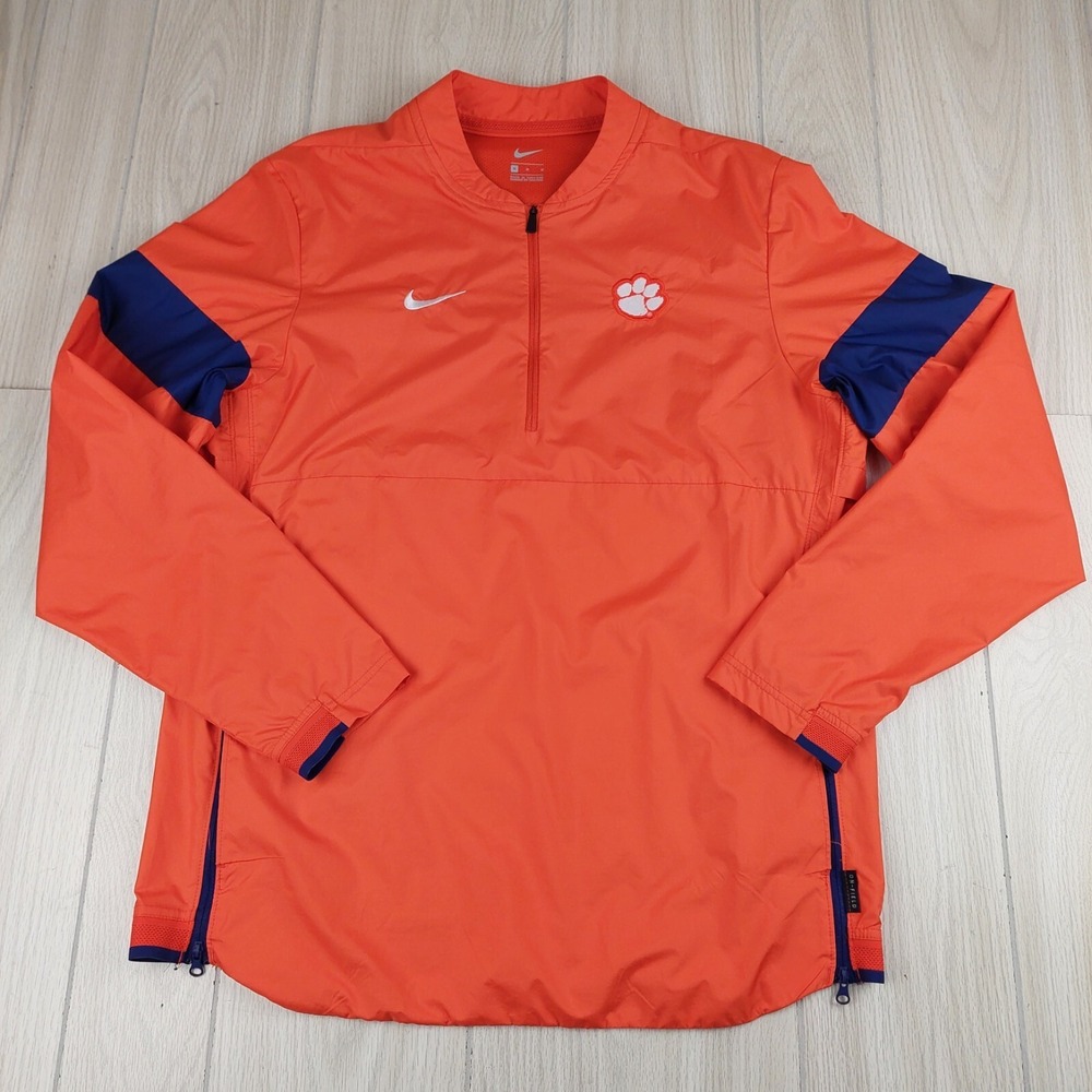 Nike Clemson Tigers Windbreaker Mens Medium Orange Quarter-Zip On-Field Jacket